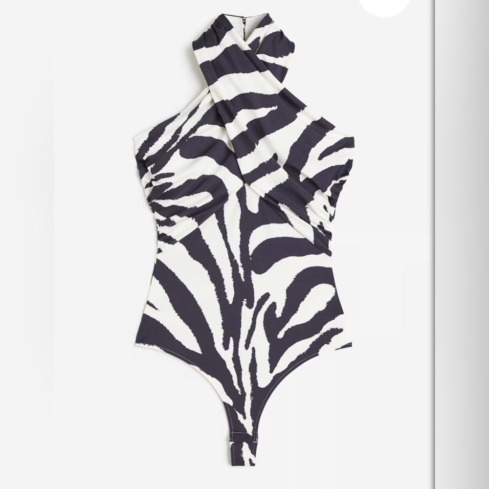 H&M Black and White Bodysuit with Zebra Print